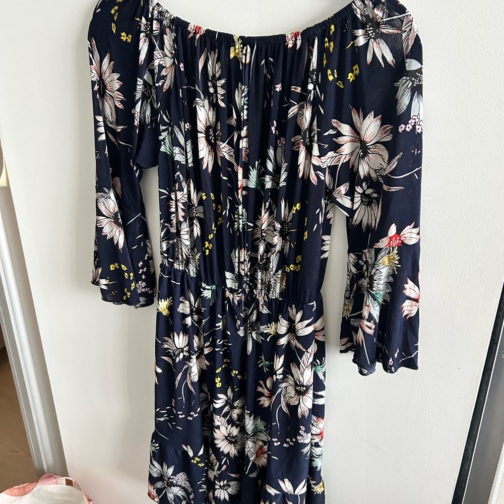 Floral Off-Shoulder Navy Dress